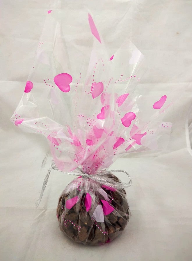 3A Featuretail 20 In x 25 In Heart Design Printed Cellophane Sheets For Gift Wrap, Baskets Hampers, Flowers Wrapping (Cellophane,Pack of 25) (Pink) - Image 5